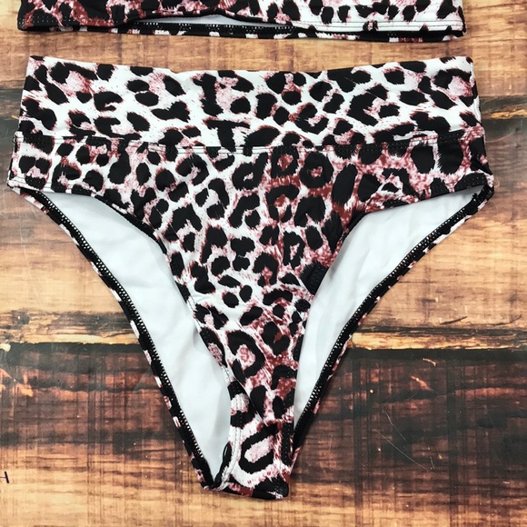 <Trendy Leopard High Waist Leg Bikini Swim Cheetah - Picture 3 of 8